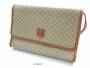 【z23877】CELINE セリーヌ マカダム柄 ショルダーバッグ ブラウン 格安スタート