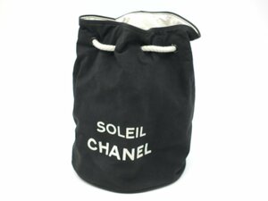 【z24050】CHANEL シャネル ロゴ SOLEIL 巾着型 プールバッグ ショルダーバッグ 肩掛け ブラック 格安スタート