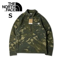 1円～!売切!【正規新品】THE NORTH FACE PRINT GORDON LYONS 1/4ZIP フリース プルオーバー US 登山 厚手ニット(S)カーキ 迷彩柄 181024-40_画像2