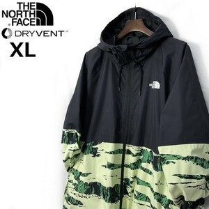 1円～!売切!【正規新品】THE NORTH FACE ANTORA RAIN HOODIE マウンテンジャケット ナイロン US 2023最新 撥水(XL)黒 黄緑 総柄180915-60