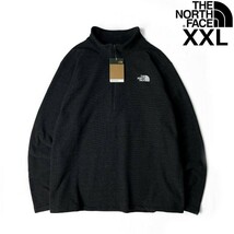 1円～!売切!【正規新品】THE NORTH FACE◆TEXTURED CAP ROCK 1/4 ZIP PULLOVER フリース 厚手ニット US限定 ロゴ刺繍(XXL)黒 181024-25_画像1