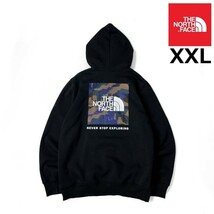 1円～!売切!【正規新品】THE NORTH FACE◆PRINTED BOX NSE HOODIE パーカー US限定 グラフィック ボックスロゴ(XXL)黒 迷彩柄 181130-30_画像1