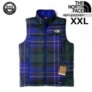 1円～!売切!【正規新品】THE NORTH FACE PRINTED ROXBOROUGH LUXE DOWN VEST ダウンベスト US限定 ロゴ刺繍(XXL)青 緑 チェック柄190122-83