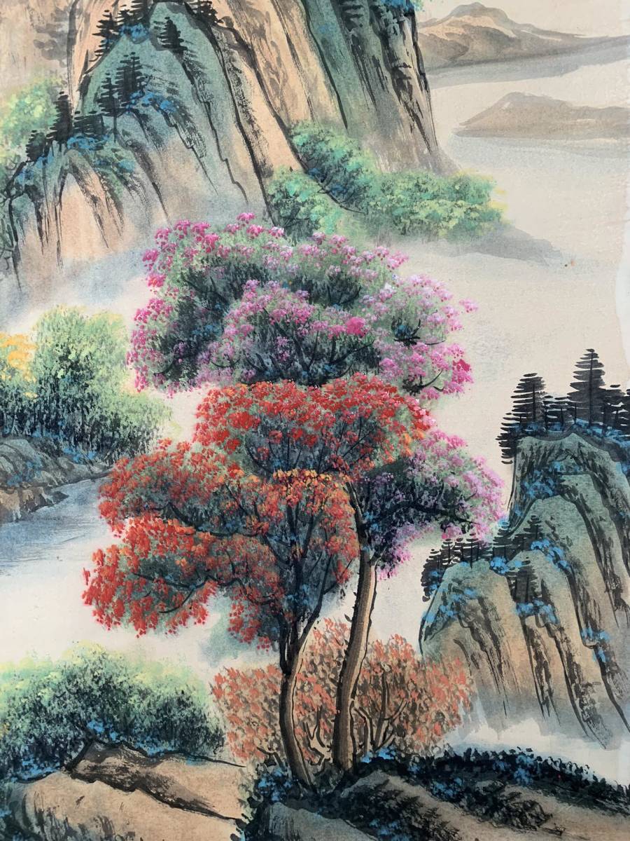 Collection Rare et Ancienne : Peinture Chinoise Ancienne, Lune sur Guanshan [Imitation de peinture de paysage], Peint à la main (Peint à la main sur papier) Peinture japonaise, purement peint à la main, Antiquités chinoises, prix, ornements, antiquités, objets rares, Ouvrages d'art, Peinture, Peinture à l'encre