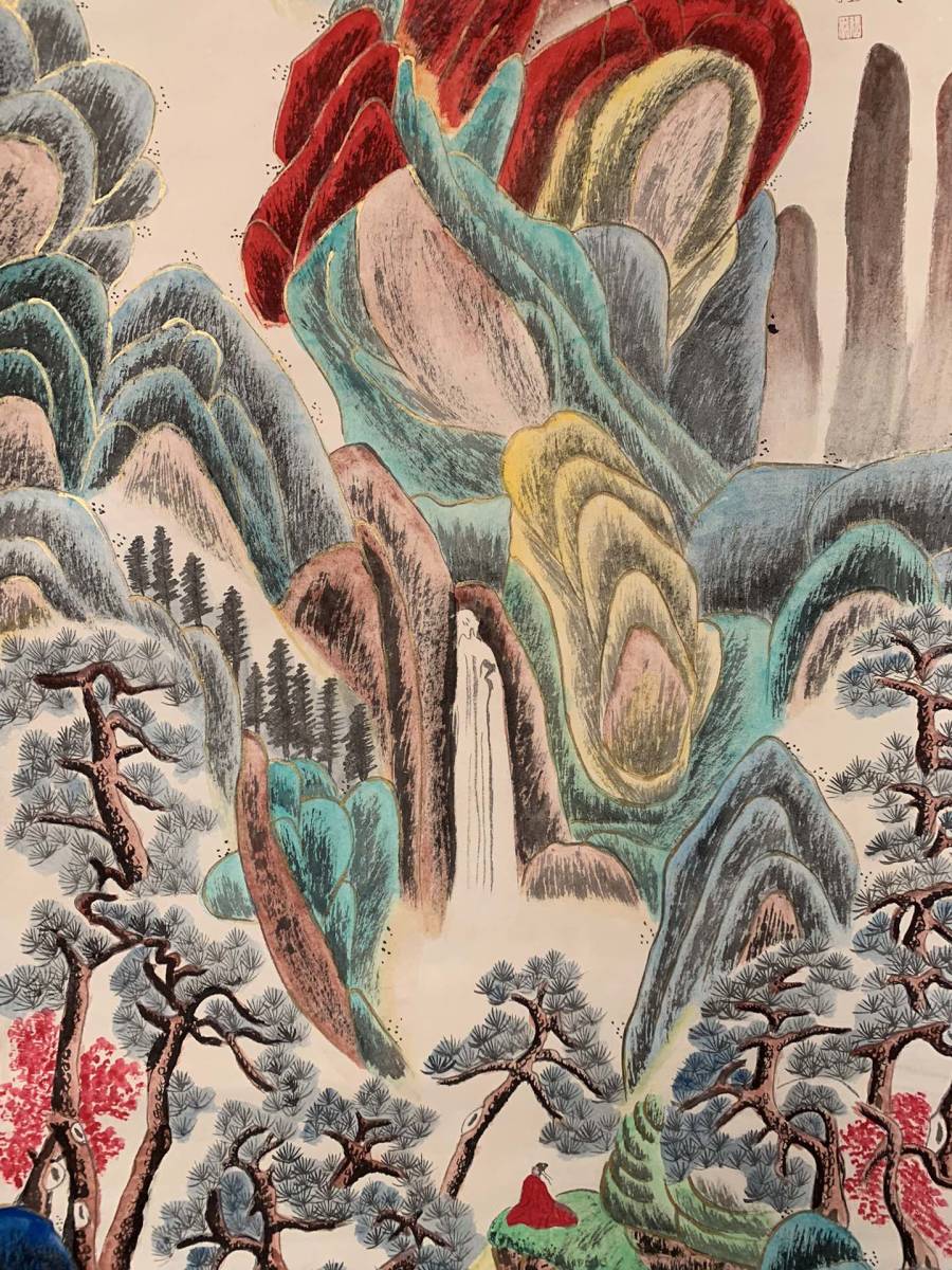 t珍品旧蔵 中国古画 張大千【山水画を模して、 、ハンドペイント