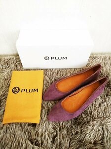 sh0521 * free shipping new goods PLUM plum low heel pumps L size 24.0~24.5cm corresponding purple suede cushion po Inte dotu shoes 