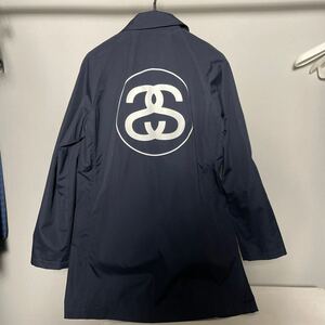 Sサイズ ネイビー STUSSY × SOPHNET. ステンカラーコートジャケット バックプリント ステューシー ソフネット fcrb uniform experiment