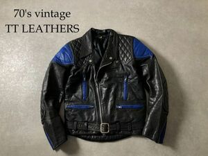 70年代ヴィンテージ●TT LEATHERS●ライトニング レザー ライダース ジャケット●TTレザー