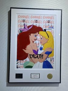 DEATH NYC 額付き 世界限定100枚 アートポスタ 白雪姫の姉妹 笑顔 シャネル CHANEL 赤い 現代アート H274 XZ