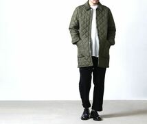 【BARBOUR】バブアー LIDDESDALE SL LONG NYLON リッズデール ロング 中綿 キルティング ナイロン コート 40 カーキ 美品_画像1