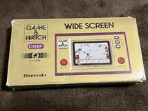 ☆1円スタート☆ Nintendo 任天堂 ゲームウォッチ GAME & WATCH WIDE SCREEN ワイドスクリーン　CHEF シェフ　箱付き　当時物　中古品_画像1