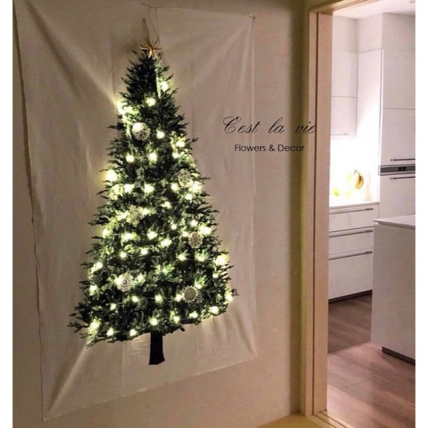 クリスマスツリー　タペストリー　ライト付70灯　インテリア　壁掛け　北欧風　新品　LED おしゃれ