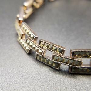  studs square chain link wide width Vintage bracele bangle jewelry import R9-O