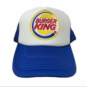 [BURGER KING バーガーキング] メッシュキャップ ブルー 帽子 ハンバーガー 野球帽 青 アメリカン雑貨 ロゴ ワンポイント キャラクター