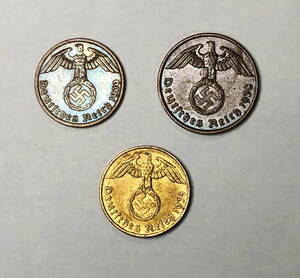 ドイツ第三帝国　(鉤十字) - 1, 2, 5 ライヒスペニヒ/青銅貨 黄銅貨★ZD-1