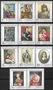 1973/1977年 -チェコスロバキア -絵画切手 6種完+5種完 未使用(MNH)(size-4.5cmx5.5cm) -VD-420