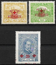 1920年 -チェコスロバキア - 「 加刷」 3種完 (SC#B130-B132) 未使用(MNH) -VC-406_画像1