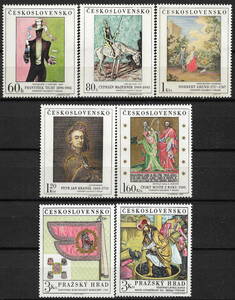 1967-69年 -チェコスロバキア -絵画切手 5種完+2種完 未使用(MNH)(size-4.5cmx5.5cm) -VD-415