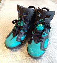 訳あり　ジャンク品　ナイキ　エアジョーダン　6　レトロ ターボグリーン　JP 24 (US 6Y)　Nike Air Jordan 6 Retro GS_画像1