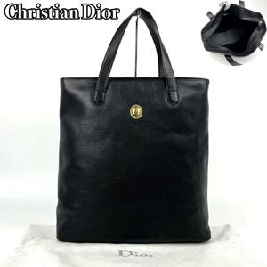 美品■Christian Dior ディオール ハンドバッグ 肩掛け ワンショルダー CD オーバル ゴールド金具 トートバッグ A4 革 レザー 黒 ブラック