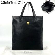 美品■Christian Dior ディオール ハンドバッグ 肩掛け ワンショルダー CD オーバル ゴールド金具 トートバッグ A4 革 レザー 黒 ブラック_画像1