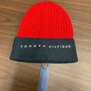 TOMMY HILFIGER トミーヒルフィガー ニット帽 キャップ 帽子 ビーニー レッド ネイビー 未使用 CAP ワッチキャップ