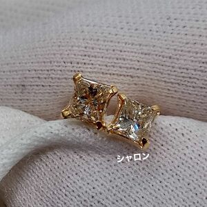 K18YG 天然プリンセスダイヤモンドピアス　0.40ct 新品未使用商品　鑑別書