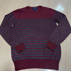 Nano universe ナノユニバース ニット ワインレッドxグレーボーダー