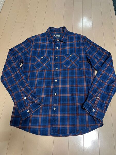Nano universe ナノユニバース チェックシャツ インディゴブルー