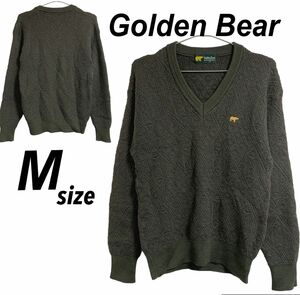 Golden Bear ゴールデンベア メンズ ニット M セーターVネック ダークグリーン系 (p91)