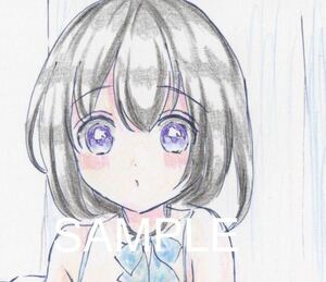 手描きイラスト　オリジナル　「ベッドにて」　女の子　少女　制服　着衣