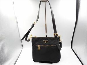 【正規品】13819Ae PRADA プラダ BT0711 ナイロンショルダー ブラック ゴールド 白タグ164 H24×W26×D5cm