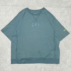 ギャップ　GAP Tシャツ 半袖　くすみブルー　ポケット付き　スウェットTシャツ　くすみカラー　半袖Tシャツ　丸首