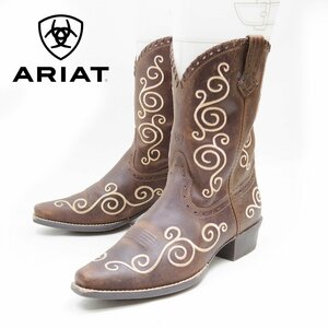 5.5表記　23.5cm相当　ARIAT　アリアット　ウエスタンブーツ　ペコスブーツ　レザーシューズ　本革　革靴　ブラウン　茶　/U9327