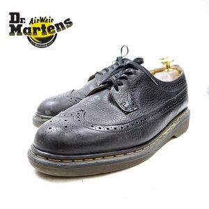 英国製　UK9　28cm相当　Dr.Martens　ドクターマーチン　ウィングチップ　イングランド製　ブラック　黒　メダリオン　/U9358