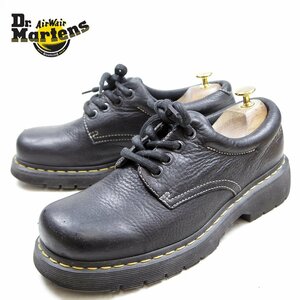 UK8　27cm相当　Dr.Martens　ドクターマーチン　4ホール　シューズ　ブーツ　イエローステッチ　本革　ブラック　黒/U9441