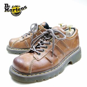 UK7　26cm相当　Dr.Martens　ドクターマーチン　4ホール＋2　シューズ　ブーツ　イエローステッチ　本革　ブラウン　茶/U9435