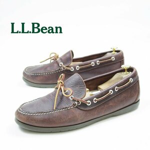 10-1/2D表記　28.5cm相当　L.L.Bean　エルエルビーン　デッキシューズ　ローファー　ドレスシューズ　革靴　レザー　ブラウン　茶　/U9492