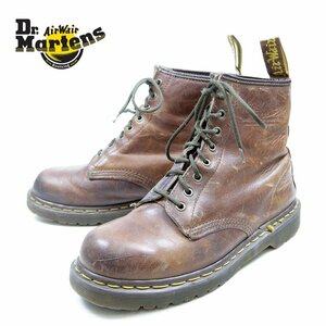 英国製　UK7　26cm相当　Dr.Martens　ドクターマーチン　8ホール　ブーツ　イエローステッチ　本革　ブラウン　イングランド製/U9538