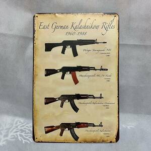 AK 74 カラシニコフ ビンテージ おしゃれなインテリア ブリキ看板 アメリカン雑貨 ヴィンテージ 