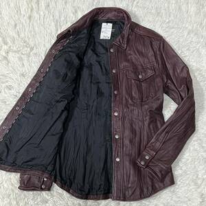 新品タグ付 バーバリーブラックレーベル BURBERRY BLACK LABEL レザージャケット ラムレザー ボルドー ワインレッド ホースロゴ 羊革 L