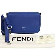 （未使用展示品）フェンディ FENDI フラップショルダー バッグ クラッチ 2Way 斜め掛け ズッカ柄 ブルー × 黒 レザー 7M0299 8313_画像10