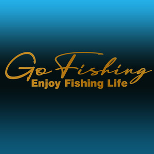 ★Go Fishing！手書き風文字カッティングステッカー Enjoy Fishing Life 金色または銀色選べる　NO593★