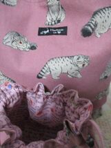 ハンドメイド　トートバック＆巾着セット（M～Ｌ）　くすみピンク　ねこ柄　　肩掛け　　シンプル_画像8