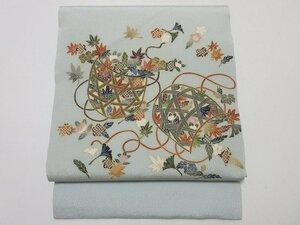 ドークブア■九寸名古屋帯　縮緬　花篭　極上の逸品　A22