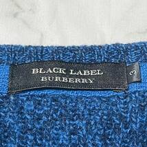 美品■大きめ 厚手/ニット■バーバリーブラックレーベル BIGホース刺繍 秋冬 青 ブルー サイズ3 (L) BURBERRY BLACK LABEL ウール セーター_画像4