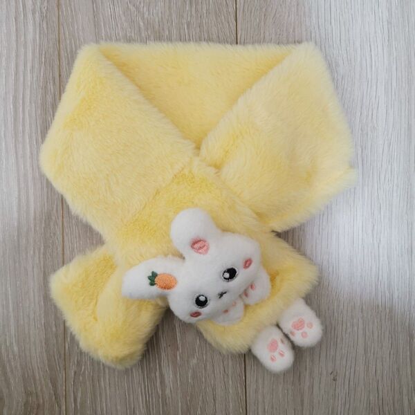 うさぎのぬいぐるみ 子供 ふわふわ あったか 防寒 首巻き 可愛い 秋冬 マフラー 黄色
