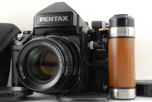 【美品 保障付 動作確認済】Pentax 67 II Body w/SMC PENTAX 67 105mm f/2.4 +Wood Grip ペンタックス 中判カメラ レンズ #Q6053