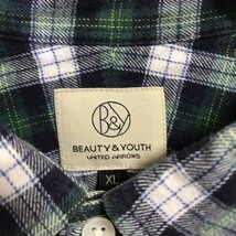 F8636dL ユナイテッドアローズ BEAUTY&YOUTH ビューティーアンドユース サイズXL 長袖シャツ ネルシャツ チェック柄 グリーン系 綿100% _画像5