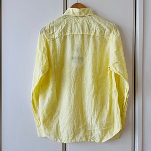 F8768cL タグ付き未使用品 RNA アールエヌエー サイズM 長袖シャツ ストライプシャツ イエロー×ホワイト レディース 麻混 スマイル刺繍の画像2